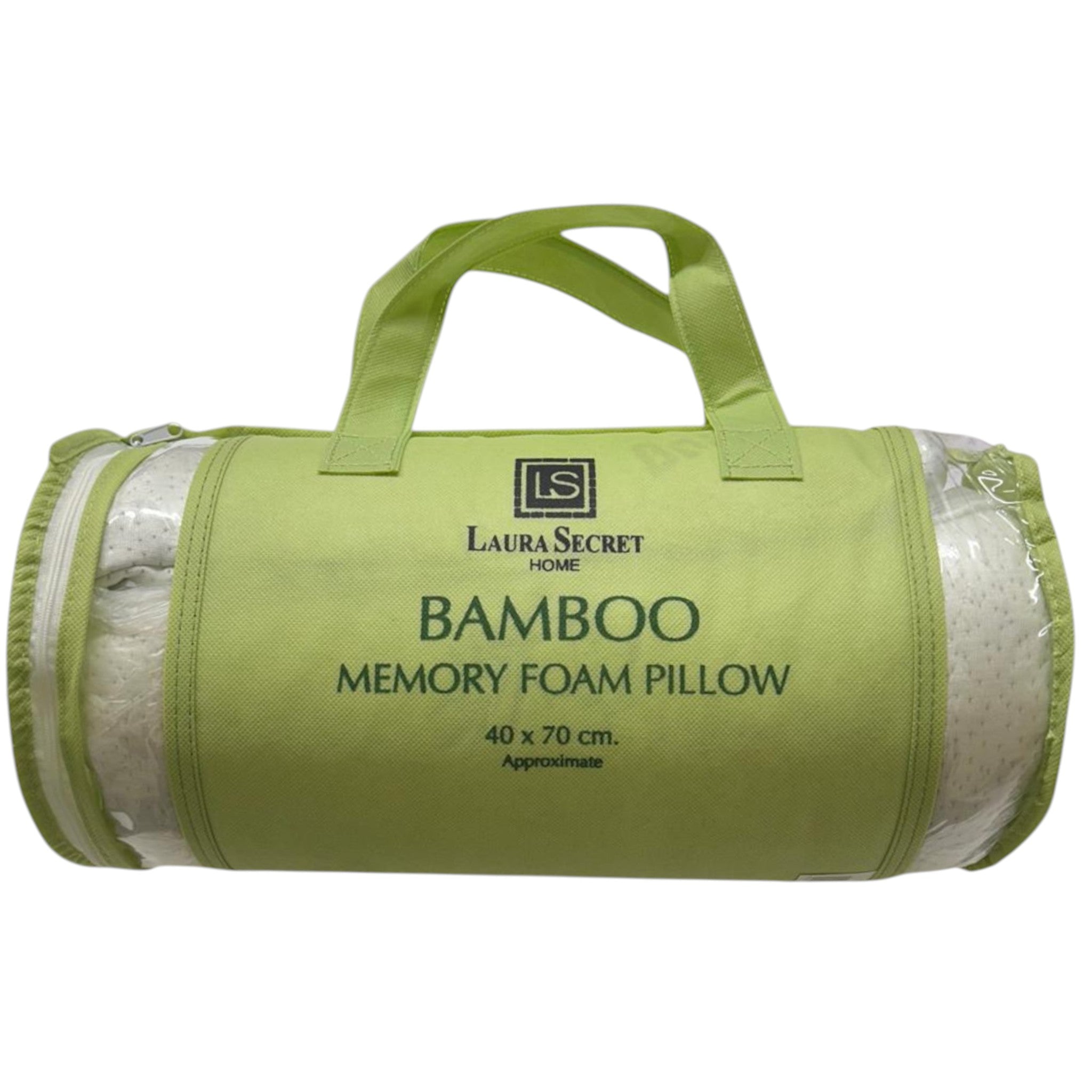 bamboo memory foam pillow 40x70 cm with eco-friendly breathable bamboo cover, 100% shredded memory foam for comfort and support, hypoallergenic and dust-mite resistant design that relieves snoring, insomnia, asthma, and neck pain, durable and long-lasting sleep pillow with removable carry bag.